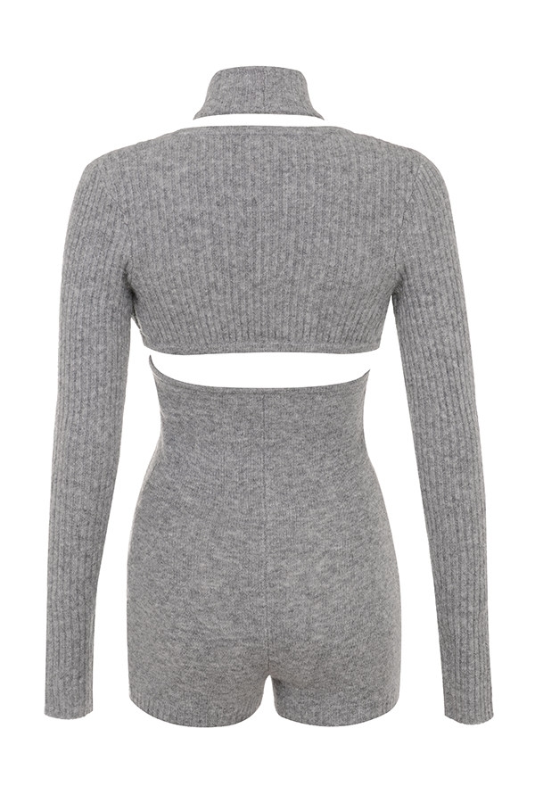 Mistress Rocks Grey Marl Knitted Playsuit With Shrug - SALE — image 10