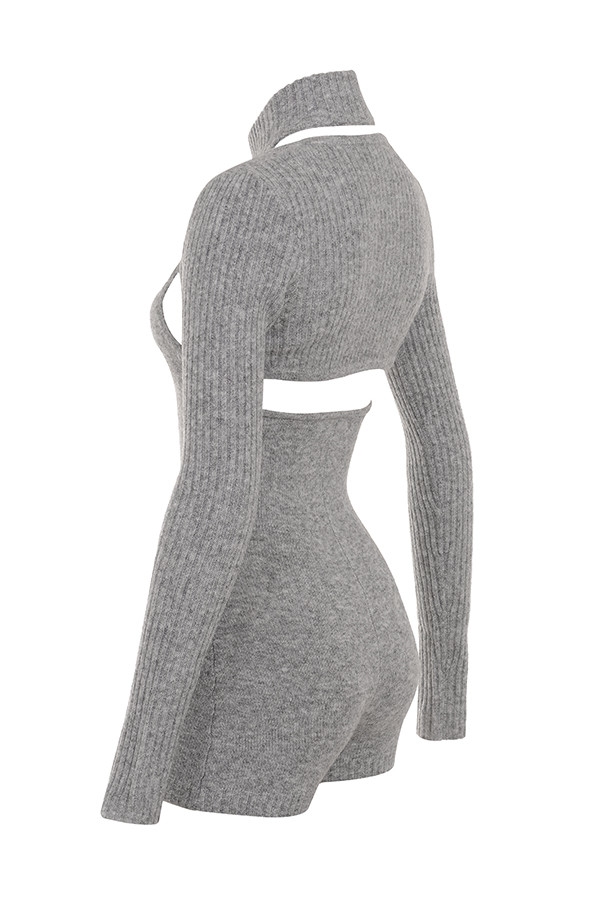 Mistress Rocks Grey Marl Knitted Playsuit With Shrug - SALE — image 9