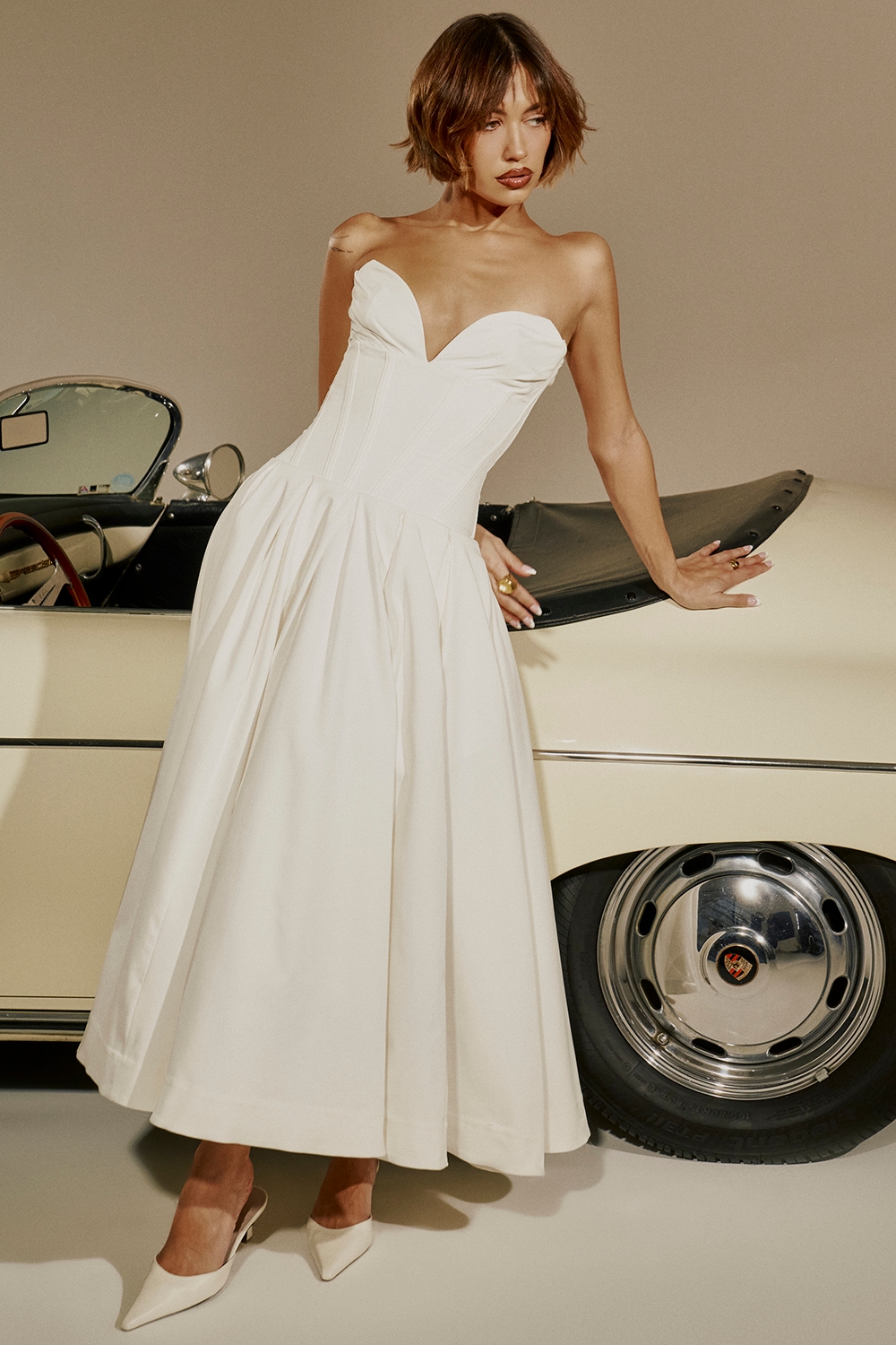 Lady  White Strapless Midi Dress — image 2
