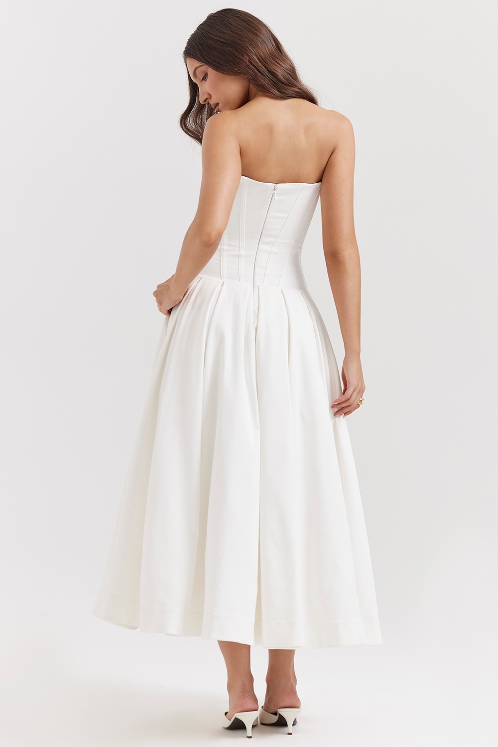 Lady  White Strapless Midi Dress — image 8