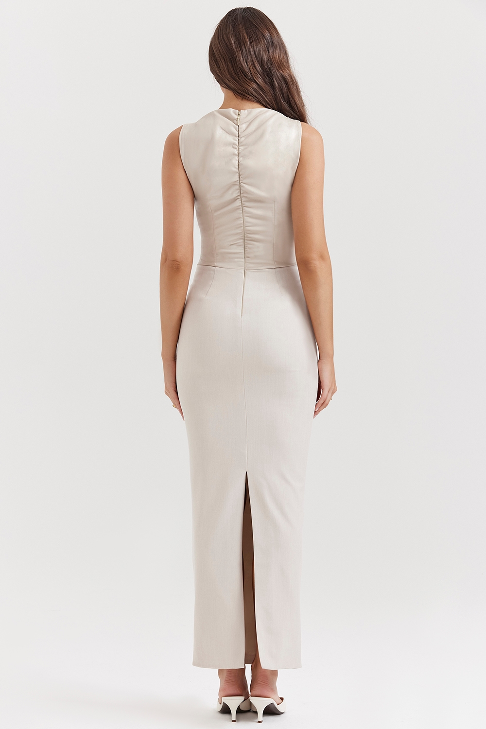 Laria  Ecru Vegan Leather Maxi Dress — image 9