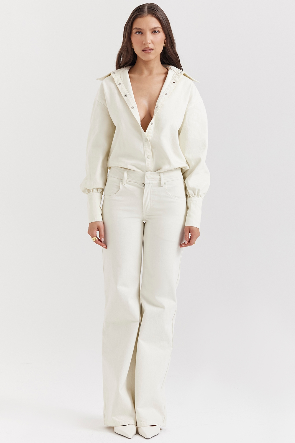 Marli  Ivory Wide Leg Flared Jeans — image 3