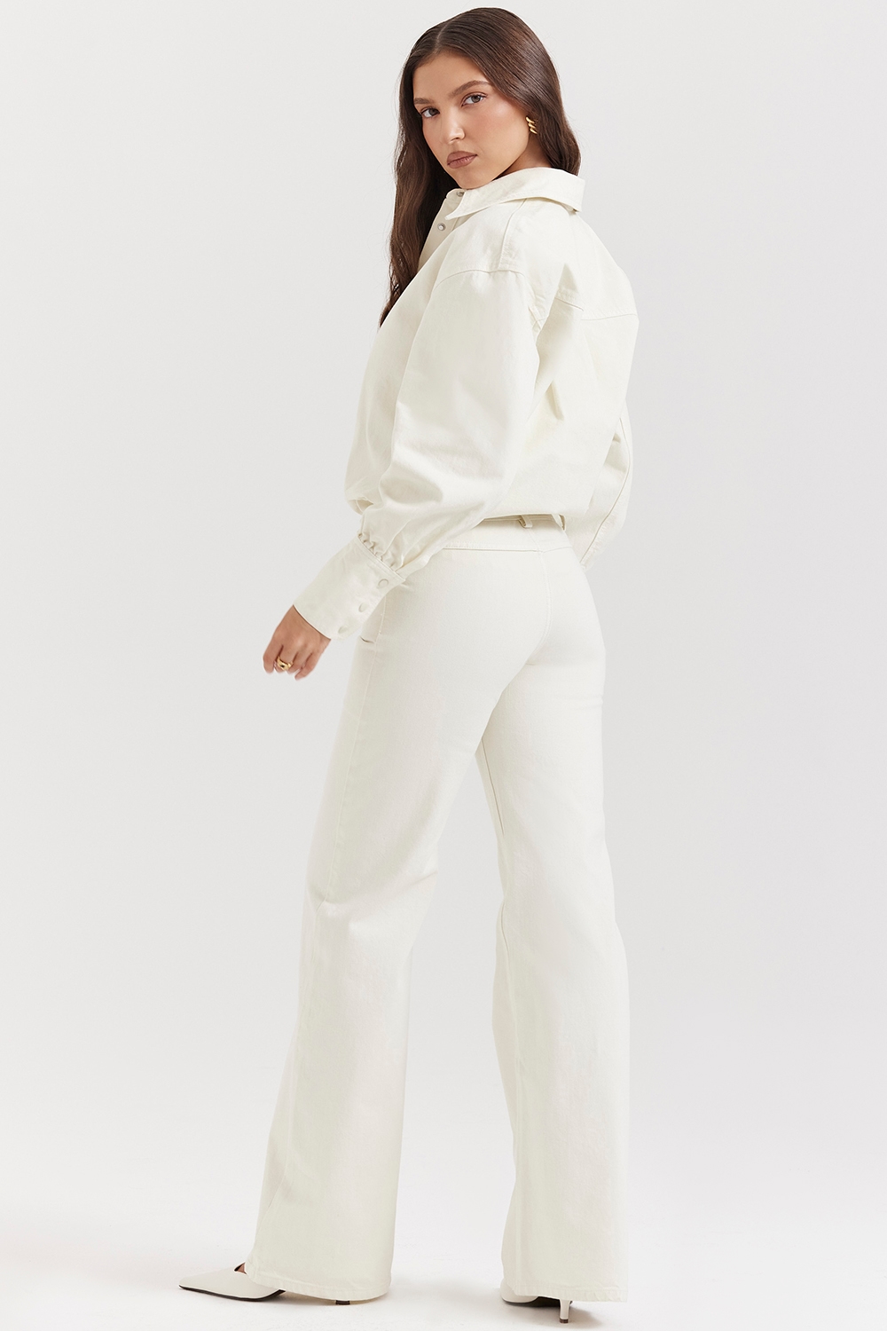 Marli  Ivory Wide Leg Flared Jeans — image 11
