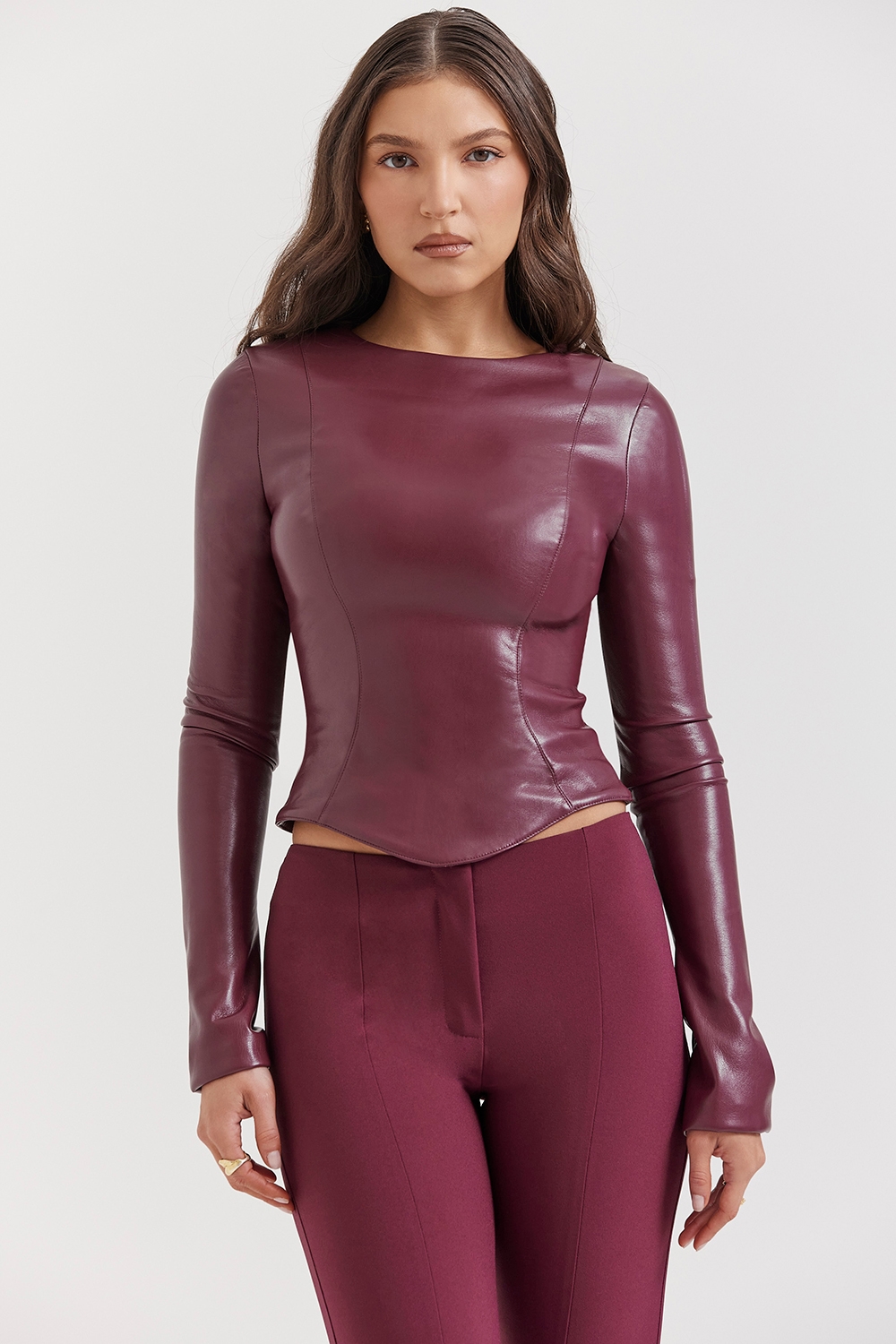 Mylah  Wine Vegan Leather Top — image 5