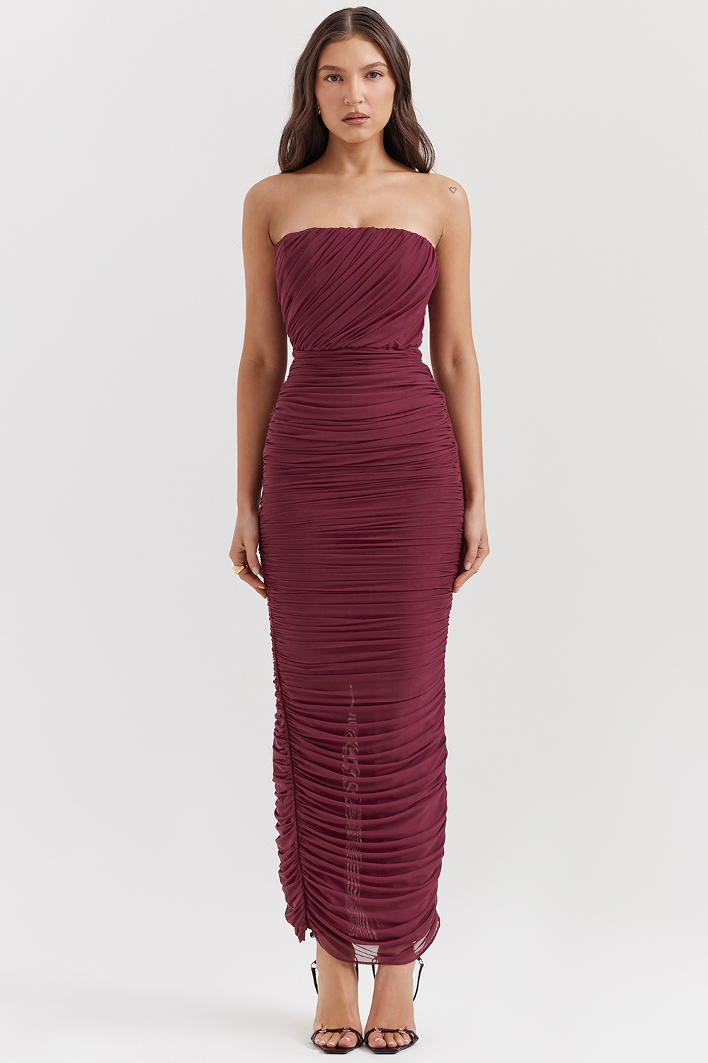 Sapphire  Wine Gathered Maxi Dress — image 3