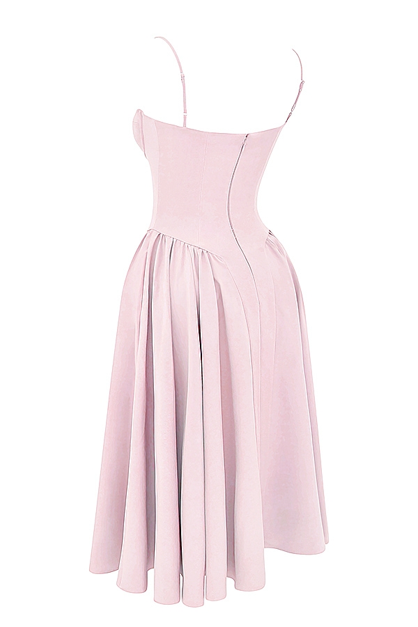 Samaria  Ballerina Pink Twill Corset Midi Dress — image 13