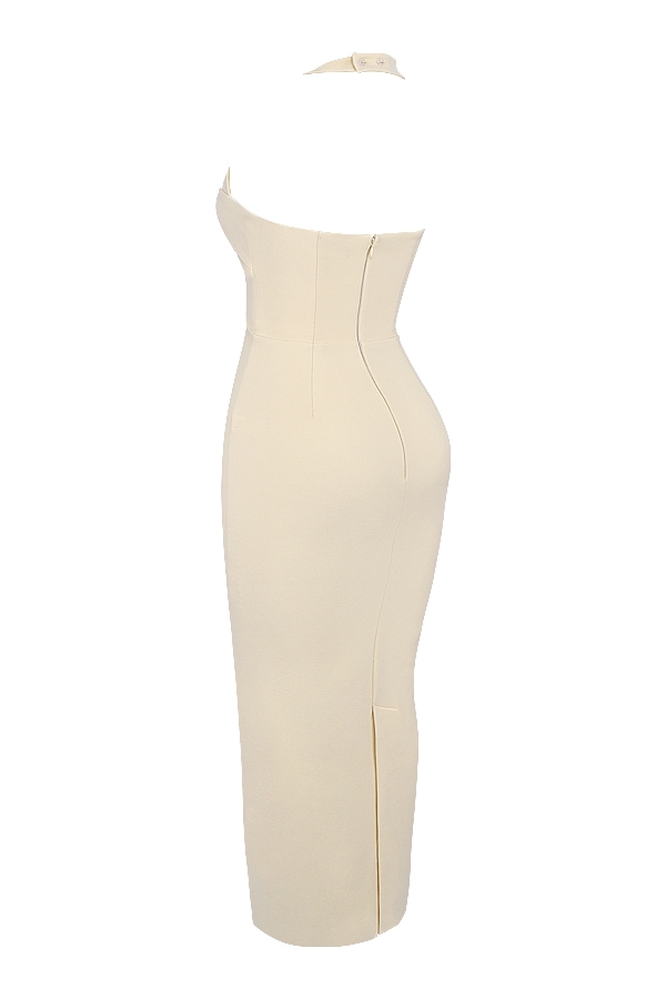 Mia  Ecru Halter Maxi Dress — image 11