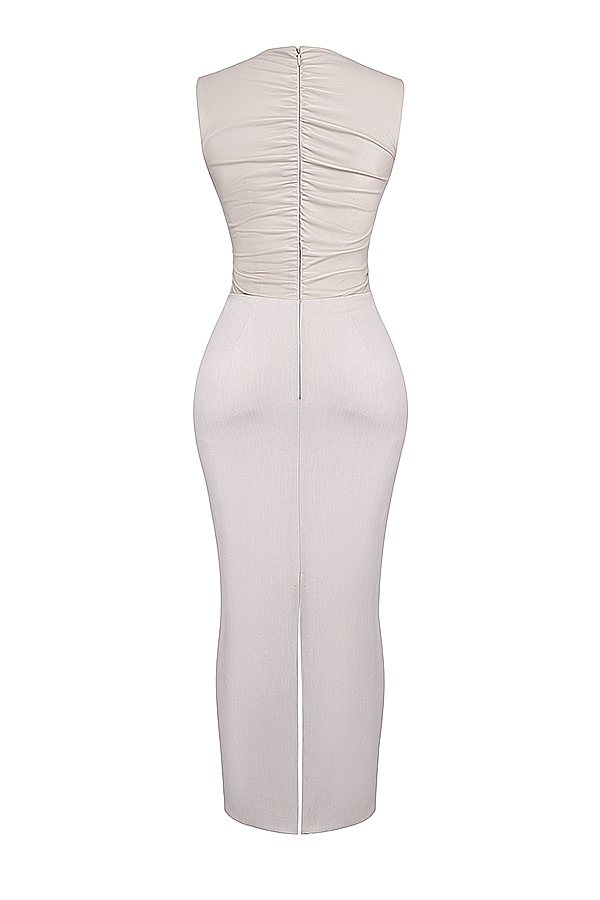 Laria  Ecru Vegan Leather Maxi Dress — image 14