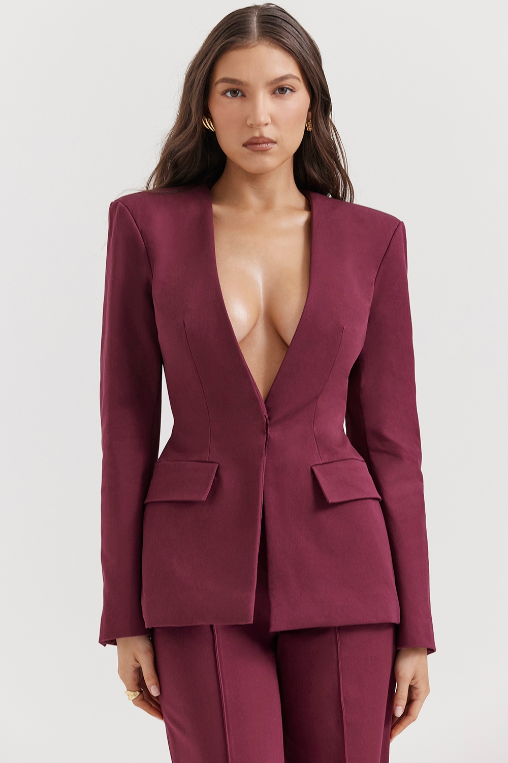 Theodora  Wine Deep V Blazer — image 5