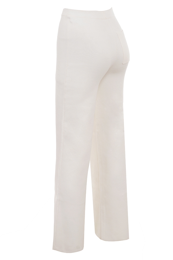 Vanna  Off White Cotton Knitted Trousers — image 15