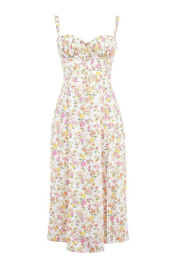 Carmen  Ivory Meadow Print Cotton Bustier Sundress — image 9