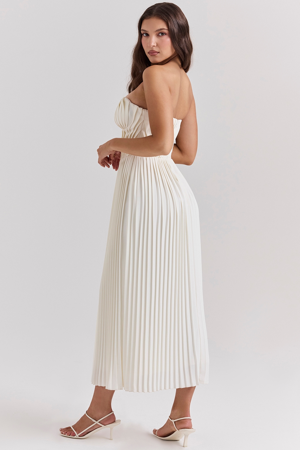 Amorata  Ivory Pleated Maxi Dress — image 8