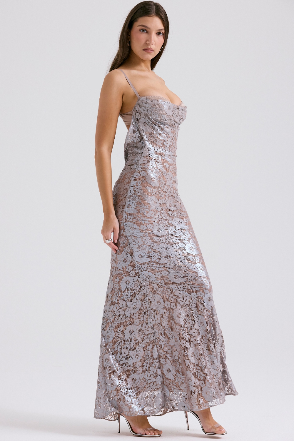 Azzurra  Ice Blue Lace Godet Gown — image 6