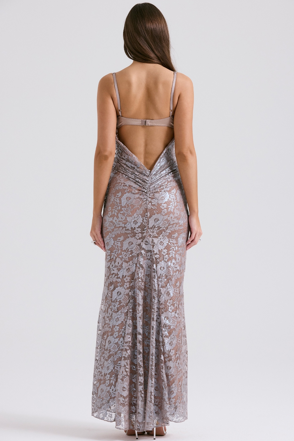 Azzurra  Ice Blue Lace Godet Gown — image 8
