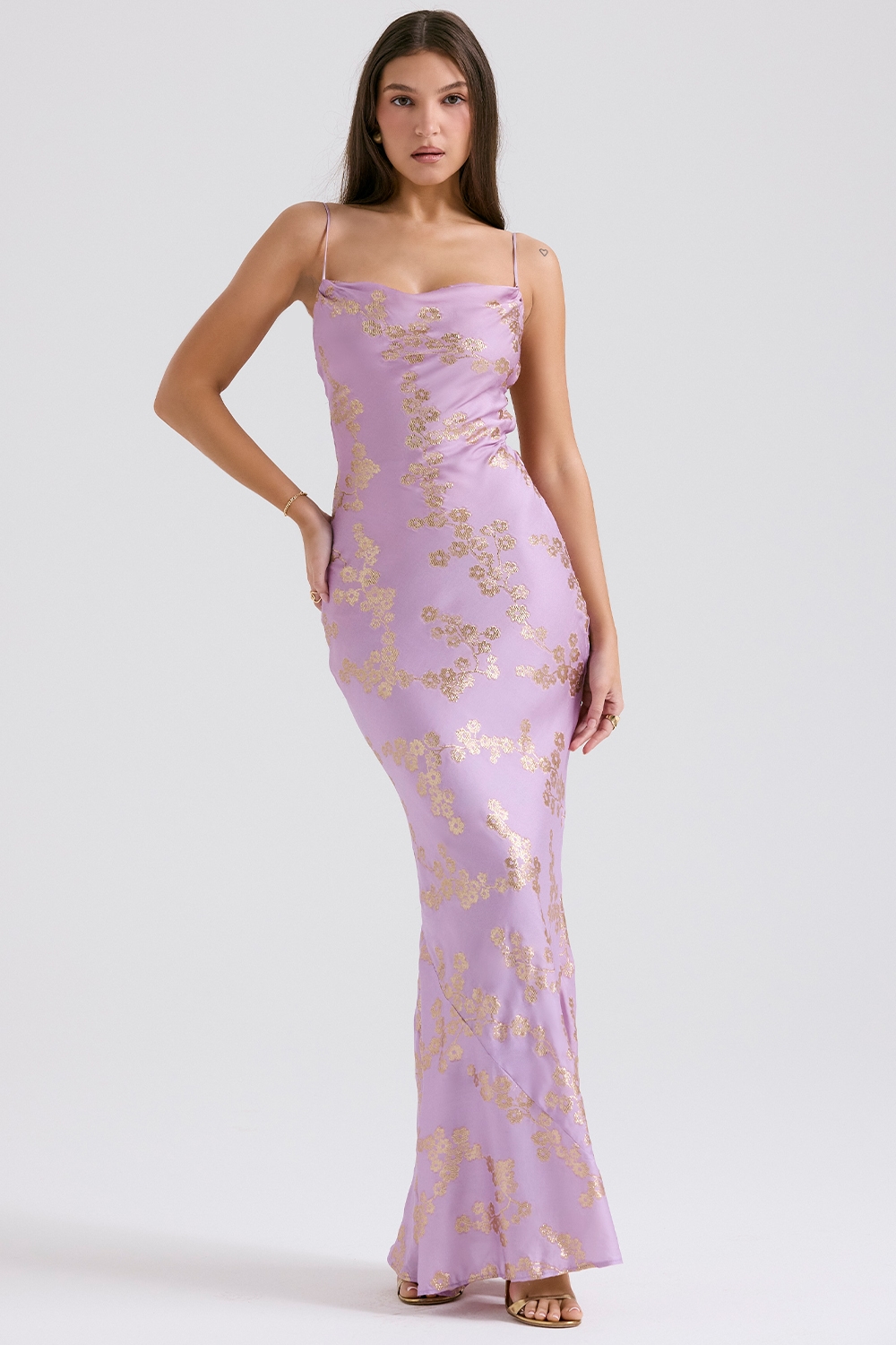 Capriana   Orchid Jacquard Satin Gown — image 3