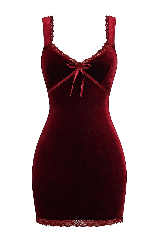Mistress Rocks Wine Velvet Mini Dress - SALE — image 12
