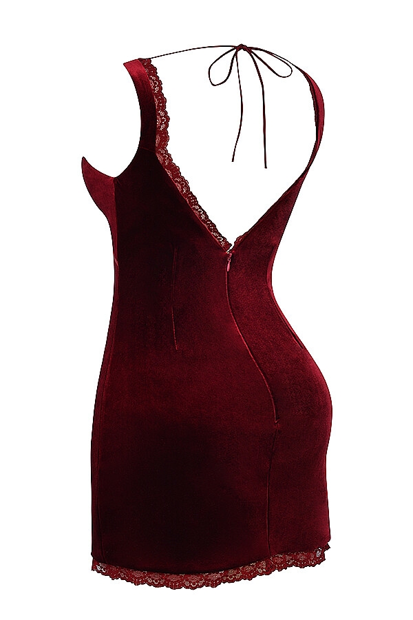 Mistress Rocks Wine Velvet Mini Dress - SALE — image 13