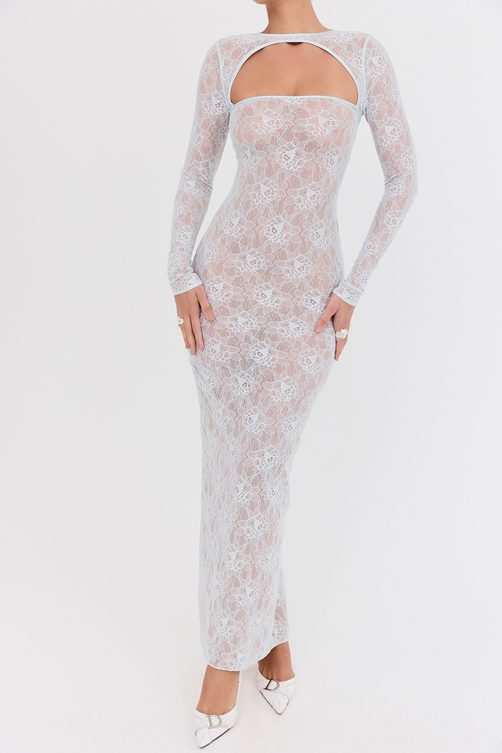 Mistress Rocks Baby Blue Lace Maxi Dress - SALE — image 5
