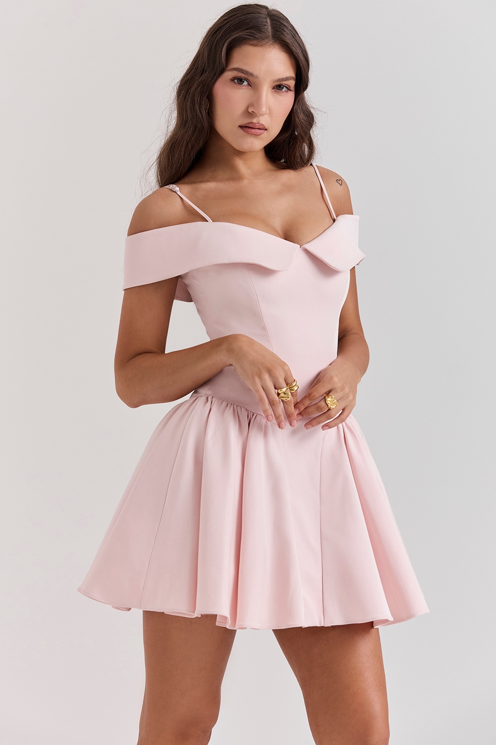 Elida  Ballerina Pink Off Shoulder Mini Dress — image 8
