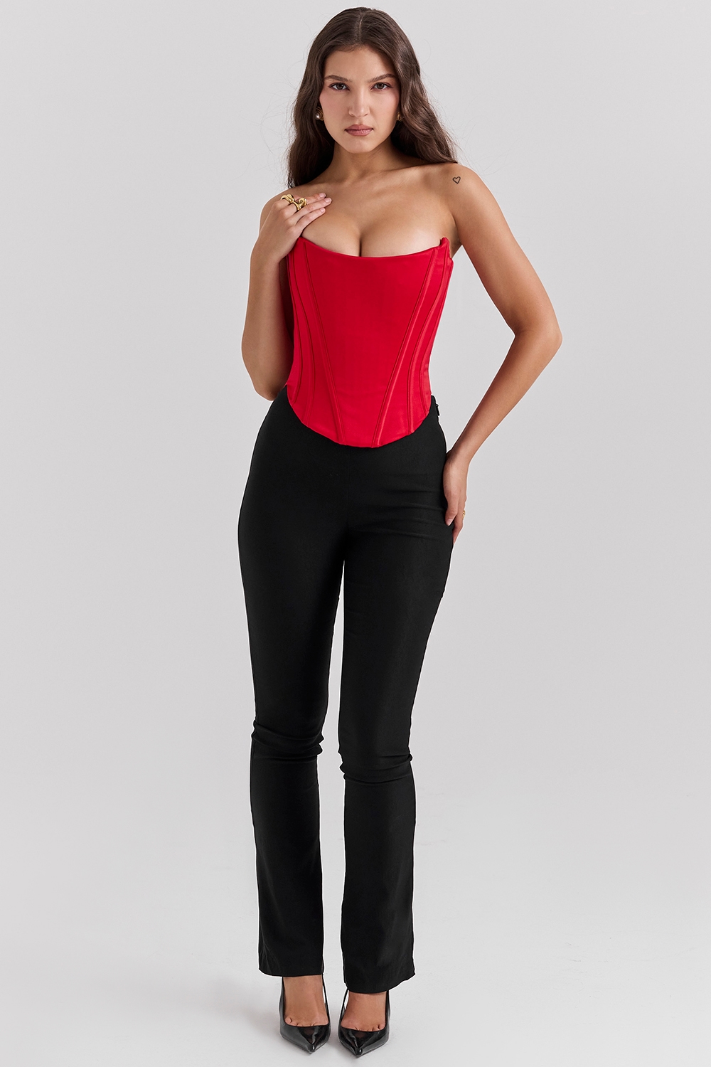 Genevieve  Scarlet Satin Lace Back Corset — image 3