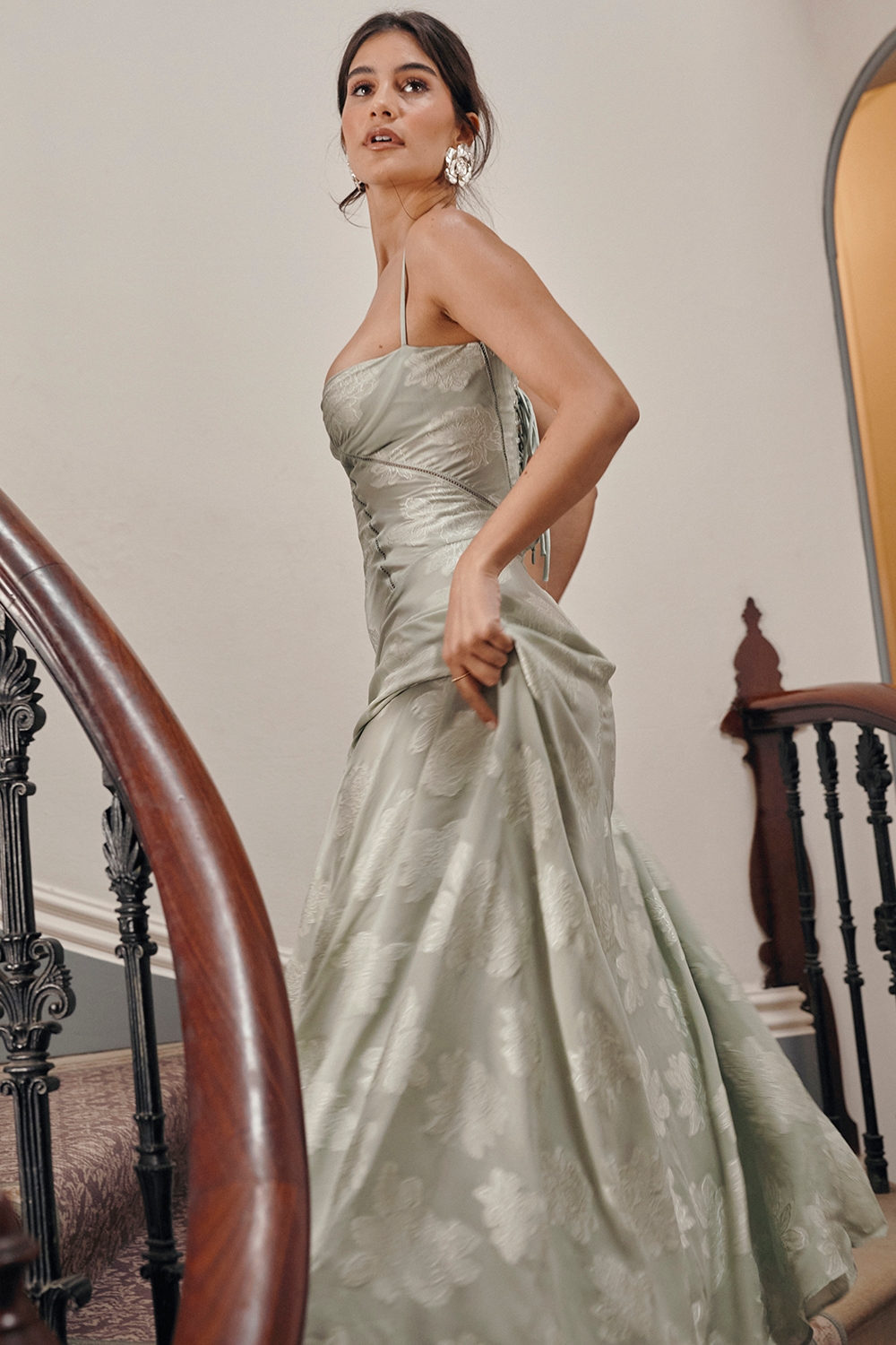 Seren  Pistachio Floral Lace Back Maxi Dress — image 10
