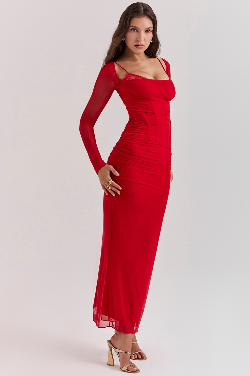 Katarina  Scarlet Long Sleeve Maxi Dress — image 8