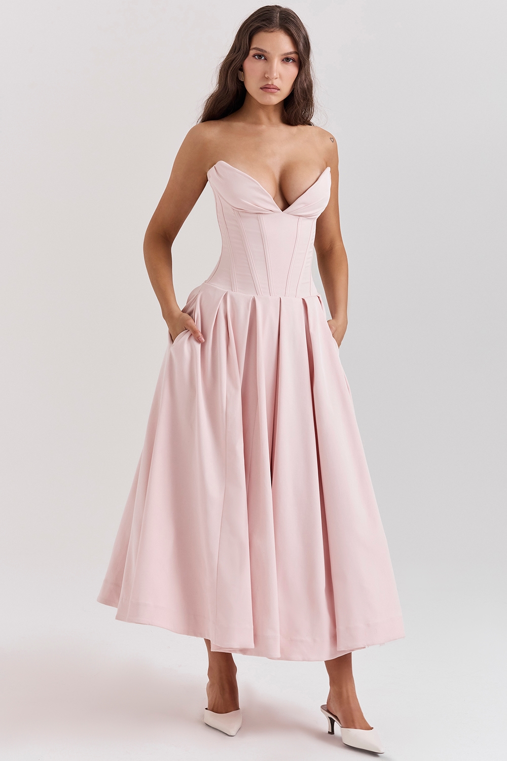 Lady  Ballerina Pink Strapless Midi Dress — image 6