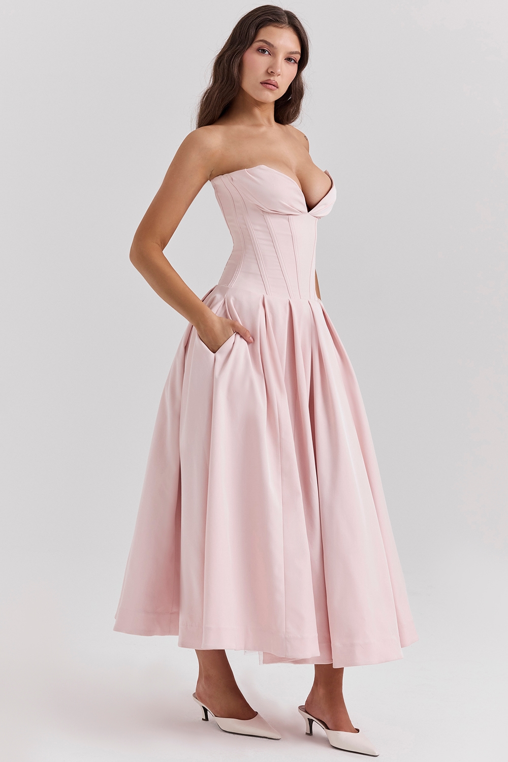 Lady  Ballerina Pink Strapless Midi Dress — image 7