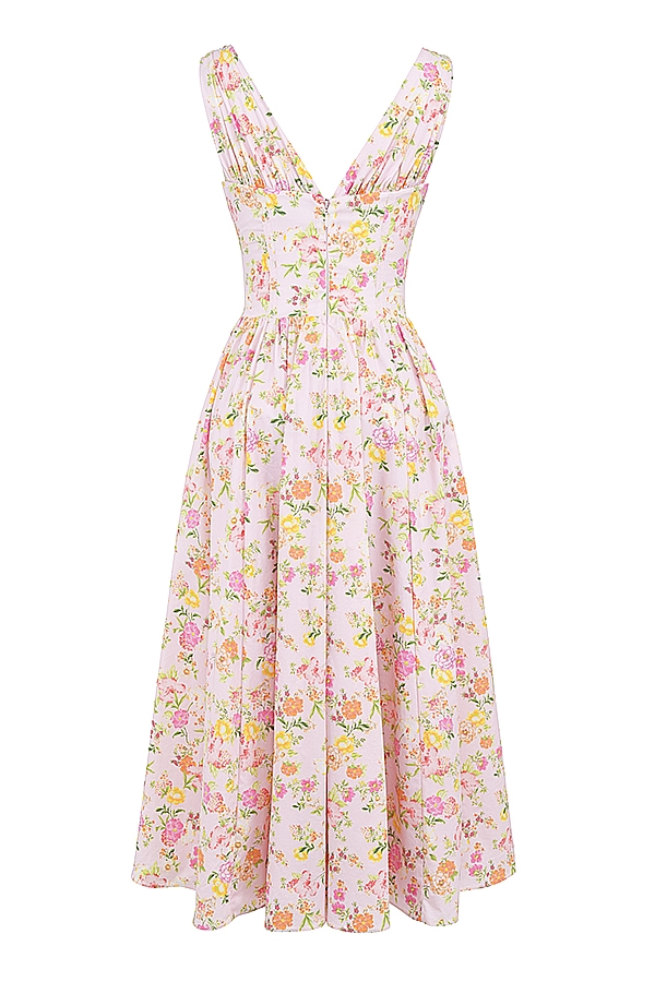 Emmelina  Pink Meadow Print Cotton Corset Sundress — image 15