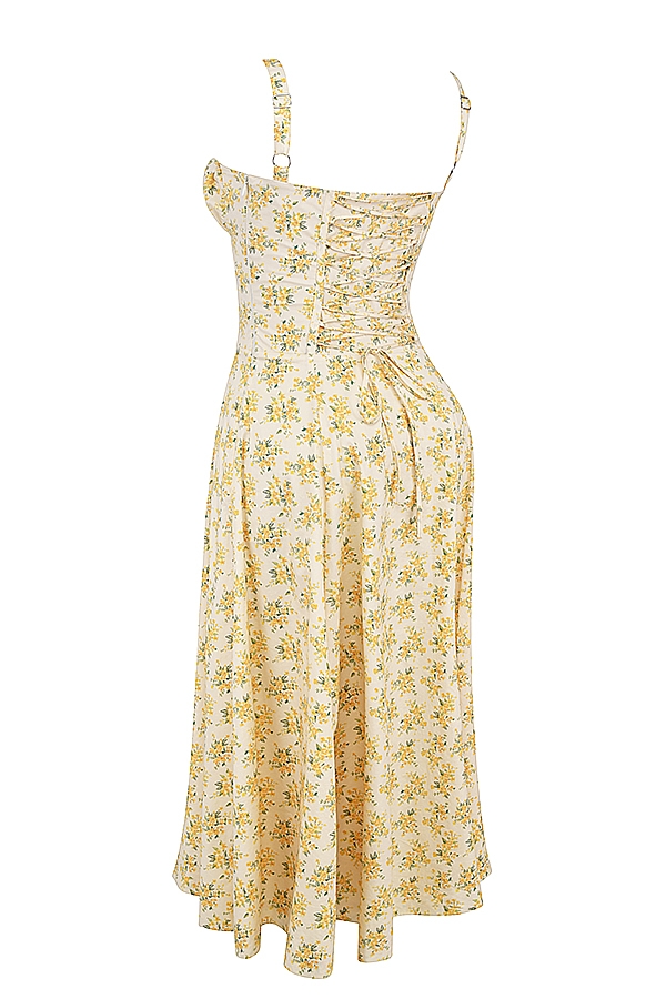Carmen  Buttercup Vintage Floral Print Cotton Bustier Sundress — image 9
