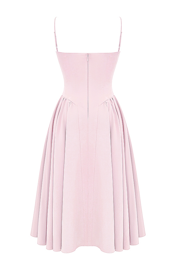 Samaria  Ballerina Pink Twill Corset Midi Dress — image 14