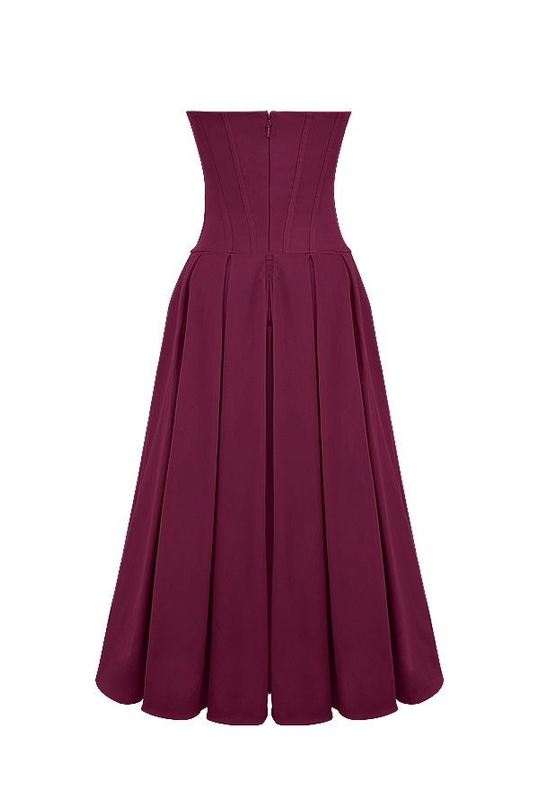 Lady  Wine Strapless Midi Dress — image 13