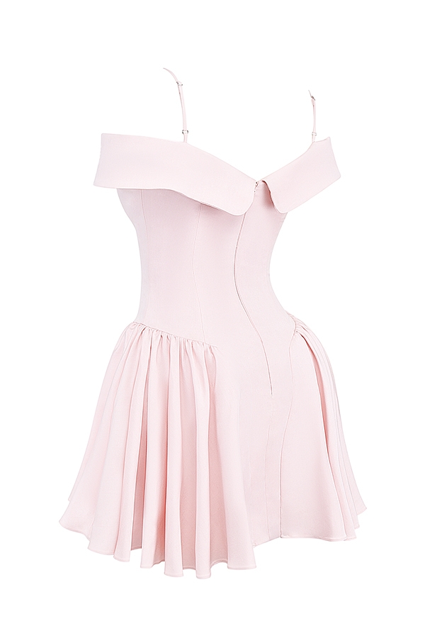 Elida  Ballerina Pink Off Shoulder Mini Dress — image 16