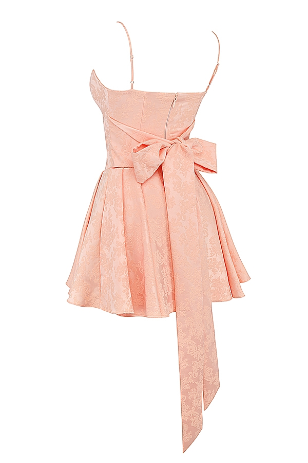 Rosalinda  Peach Jacquard Mini Bow Gown — image 13