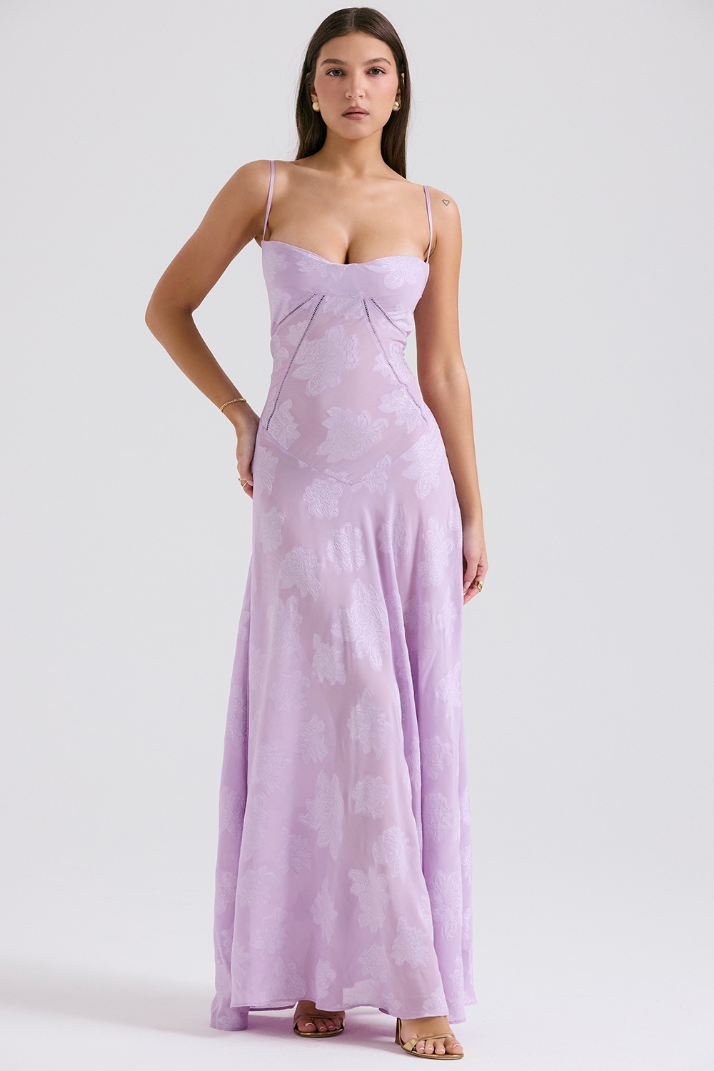 Seren  Orchid Floral Lace Back Maxi Dress — image 5