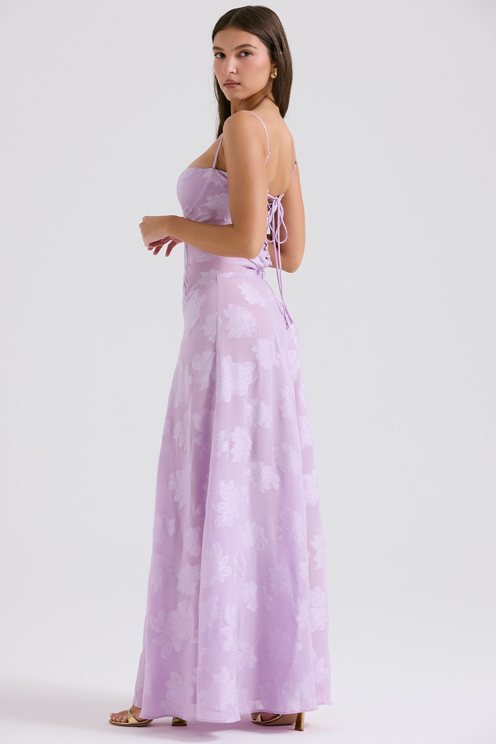 Seren  Orchid Floral Lace Back Maxi Dress — image 8