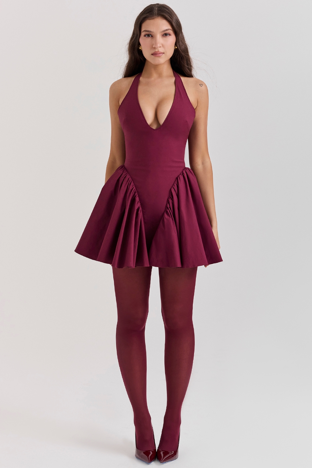 Valentia  Wine Halter Mini Dress — image 3