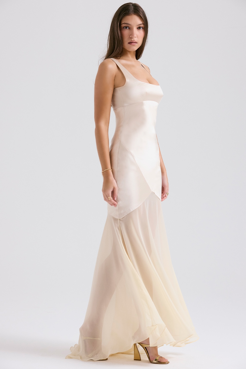 Vittoria  Champagne Chiffon Floor Length Gown — image 6