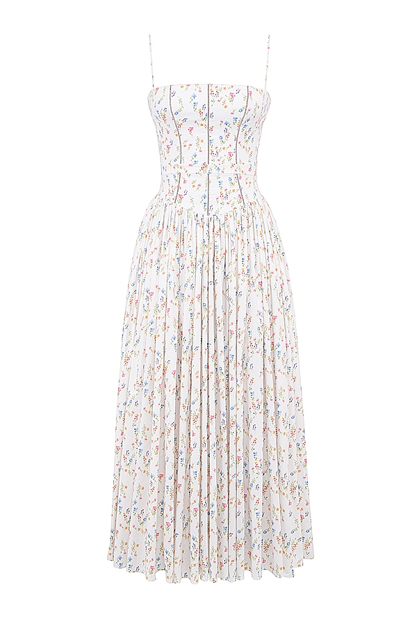 Ysabella  White Posy Print Cotton Maxi Sundress — image 9
