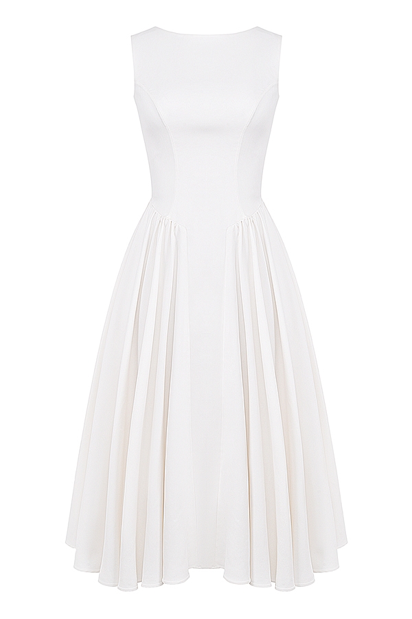 Cindy White Twill Midi Sundress — image 12