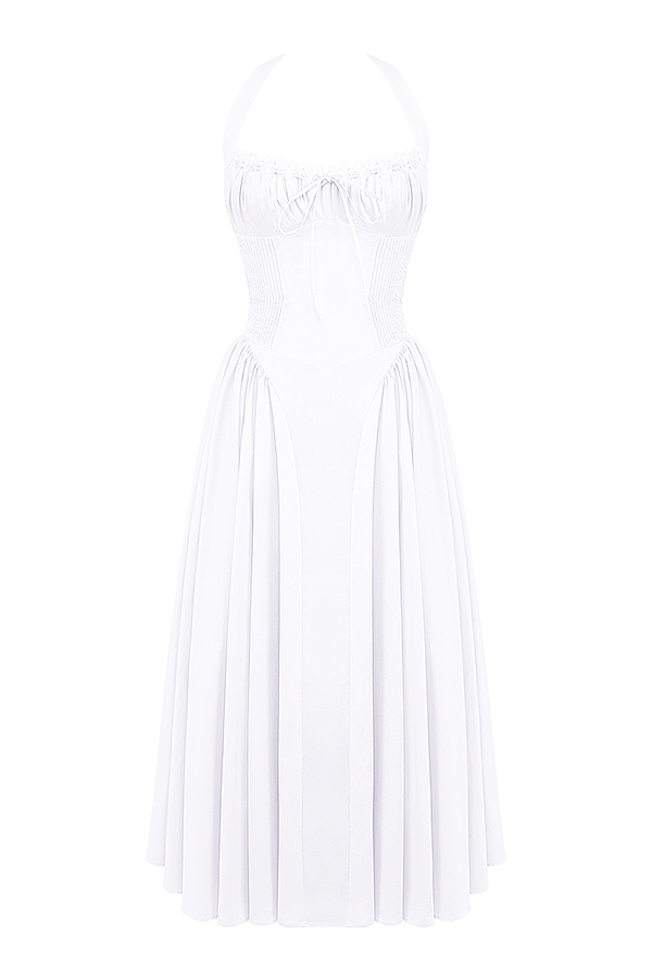 Adabella  White Cotton Halter Sundress — image 15