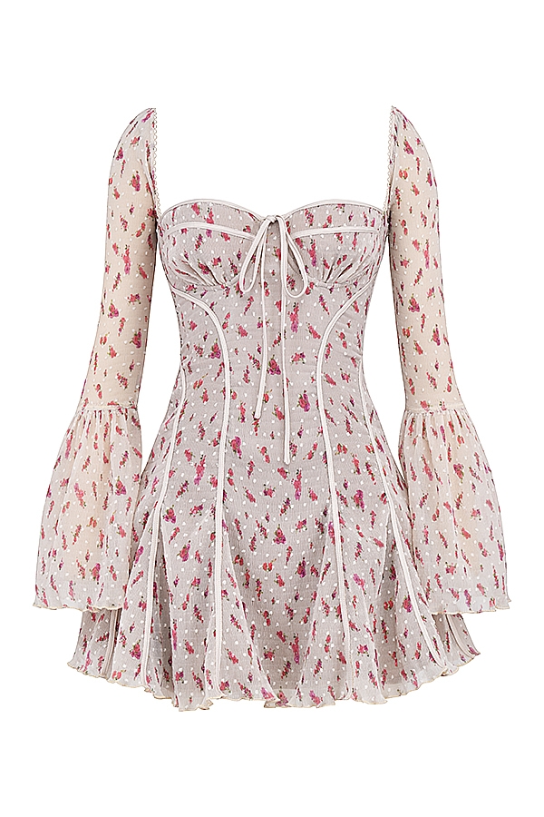Analissa  Vintage Cream Rose Print Corset Mini Dress — image 14