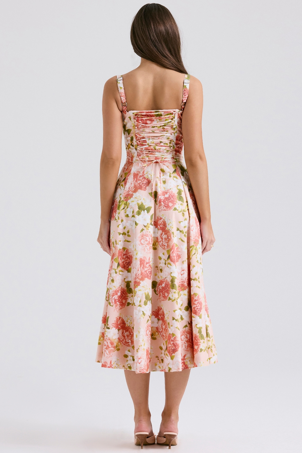 Carmen  Pink Peony Print Cotton Bustier Sundress — image 8