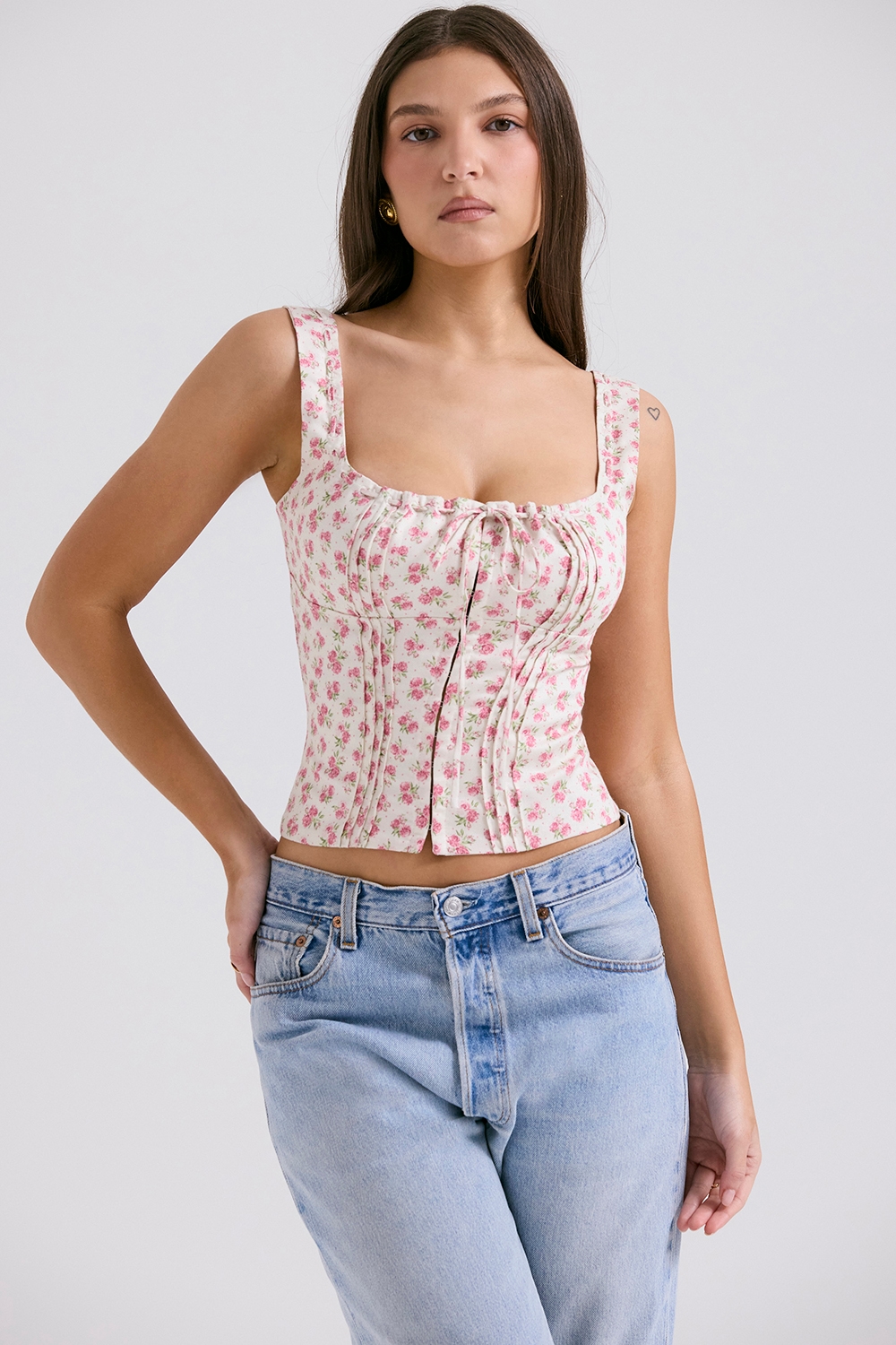 Chicca  White Rosebud Print Top — image 5