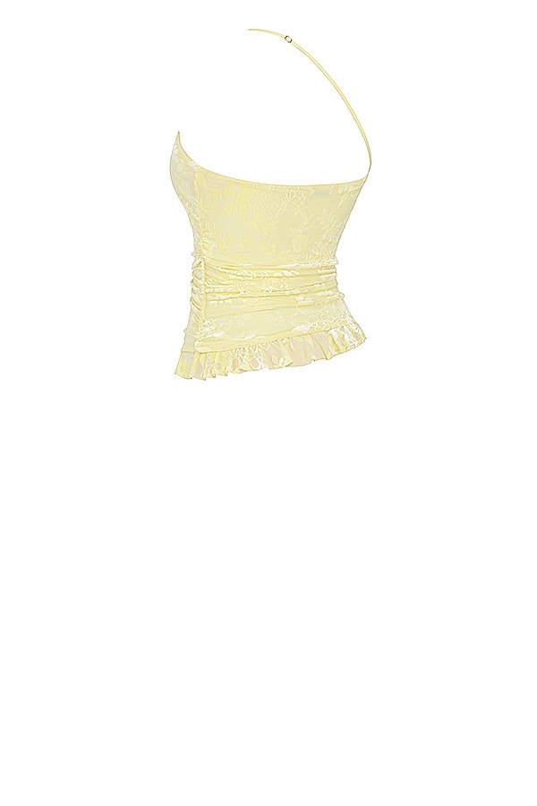 Mistress Rocks Lemon Devore Asymmetric Spiral Frill Top - SALE — image 12