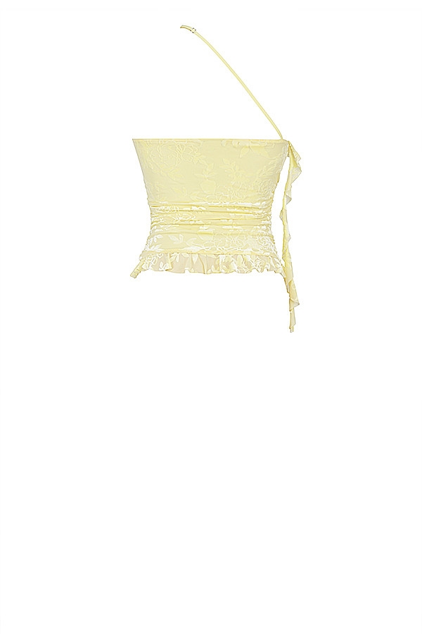 Mistress Rocks Lemon Devore Asymmetric Spiral Frill Top - SALE — image 13