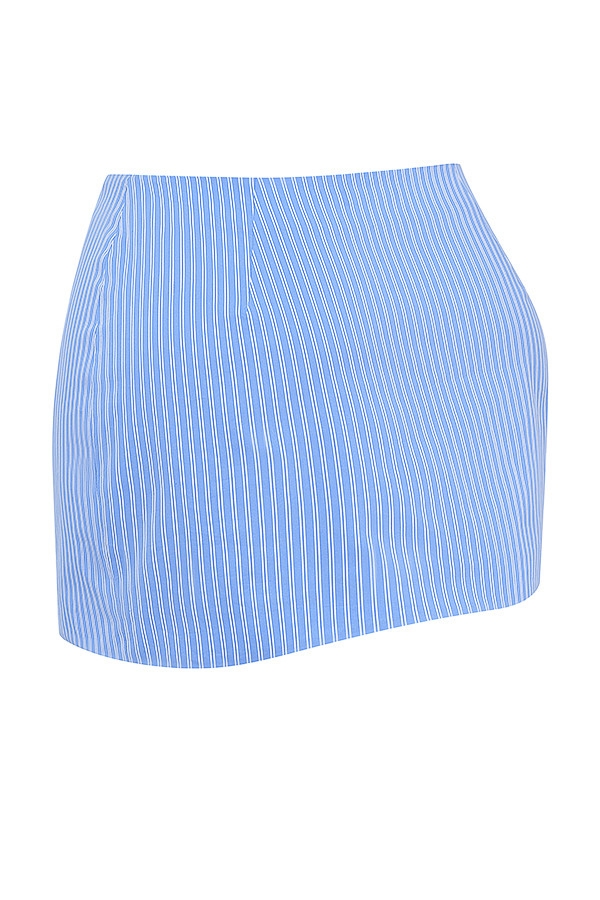 Mistress Rocks Blue Striped Wrap Mini Skirt - SALE — image 10