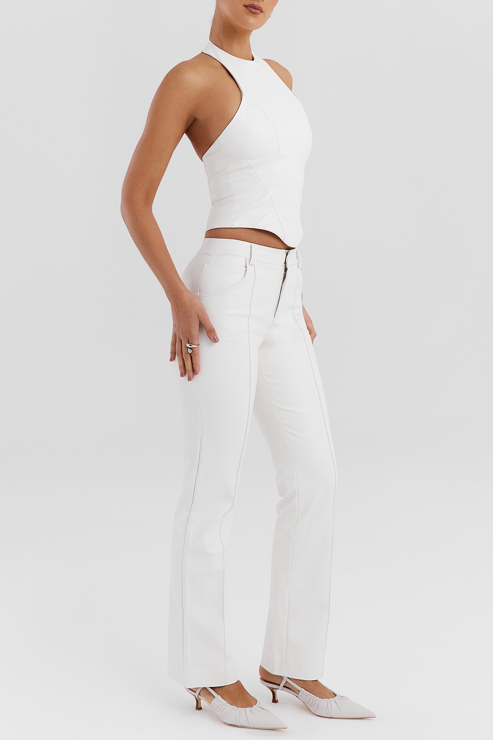 Mistress Rocks Ivory Vegan Leather Trousers - SALE — image 6