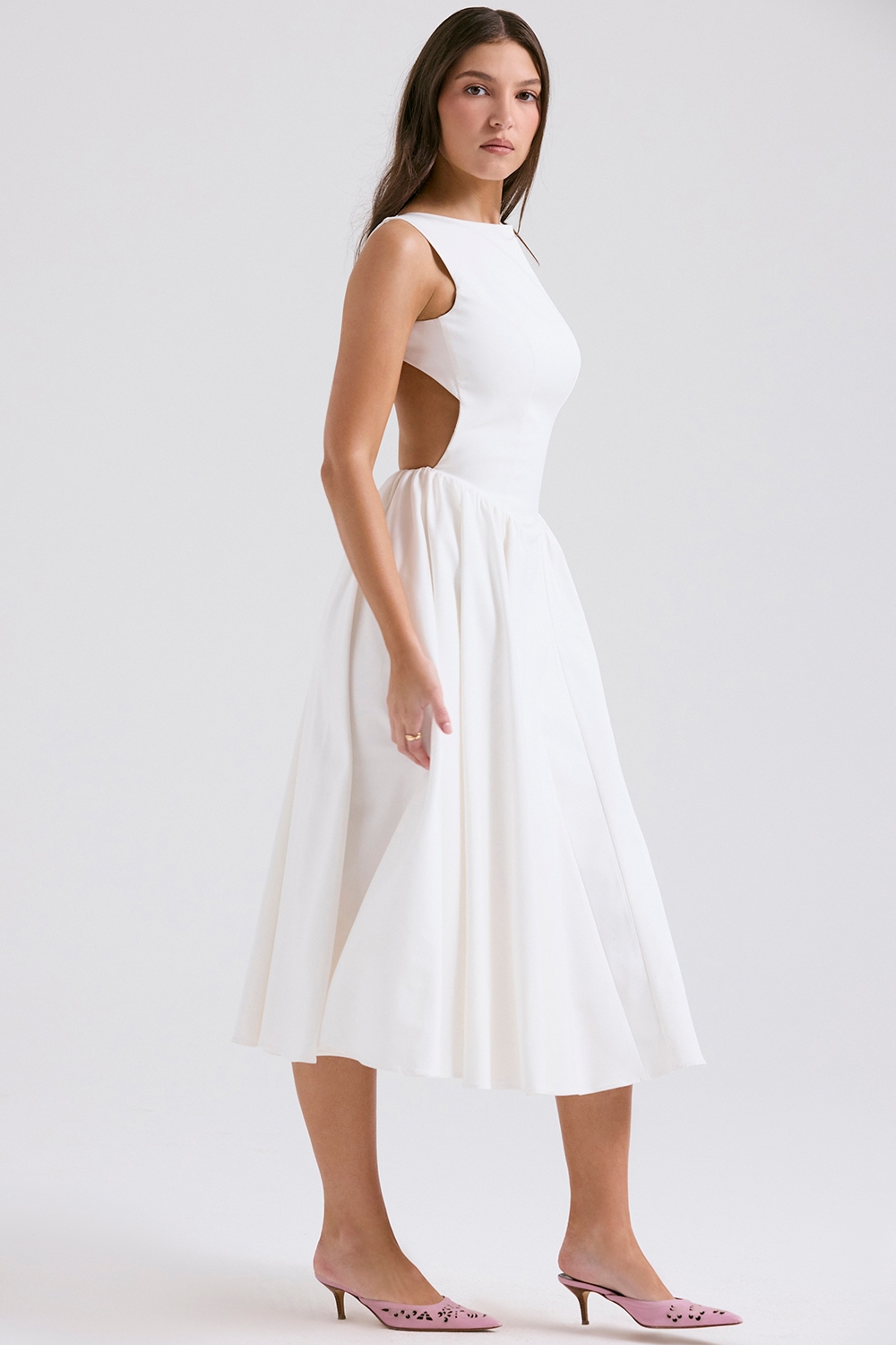 Cindy White Twill Midi Sundress — image 6