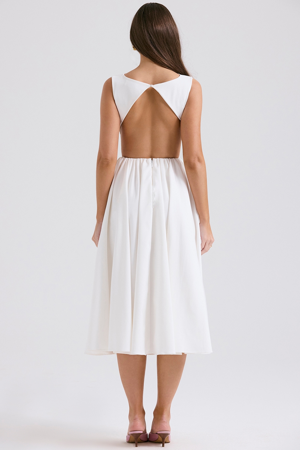 Cindy White Twill Midi Sundress — image 8
